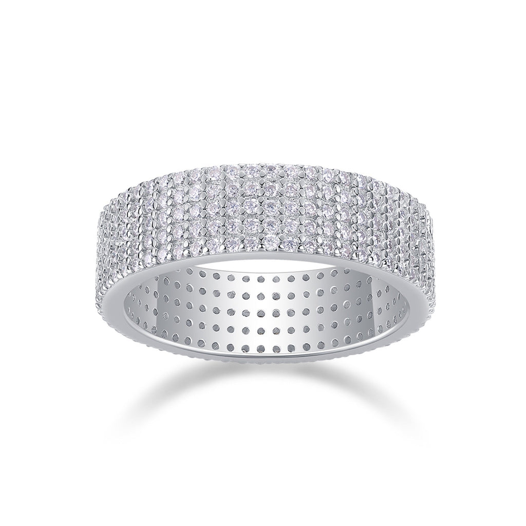 Fullpave Moissanite Eternity Band Ring in Sterling Silver