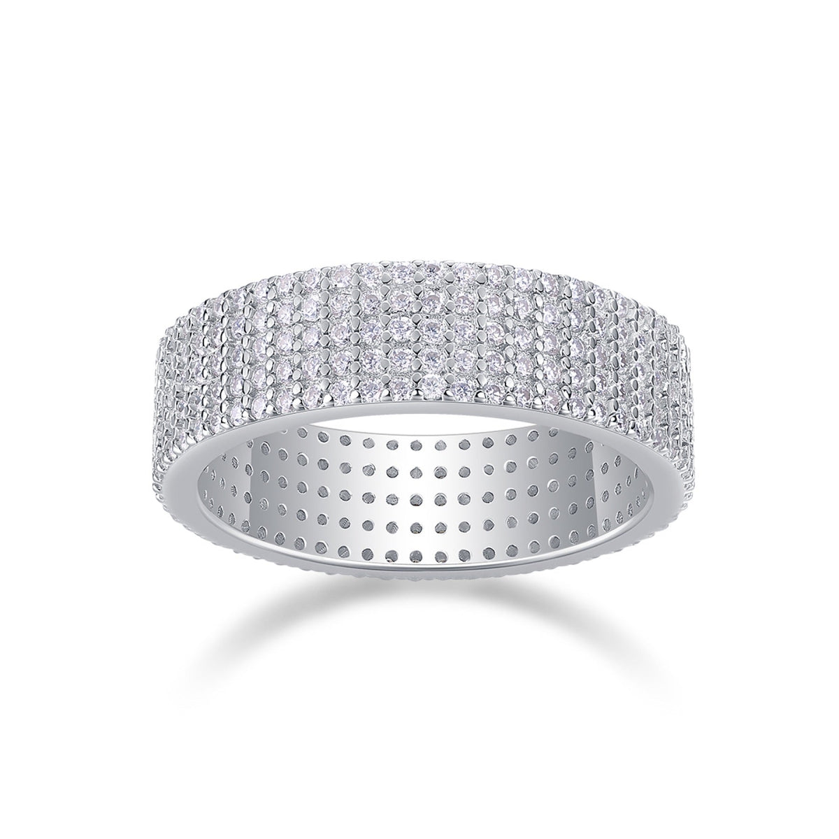 Fullpave Moissanite Eternity Band Ring in Sterling Silver