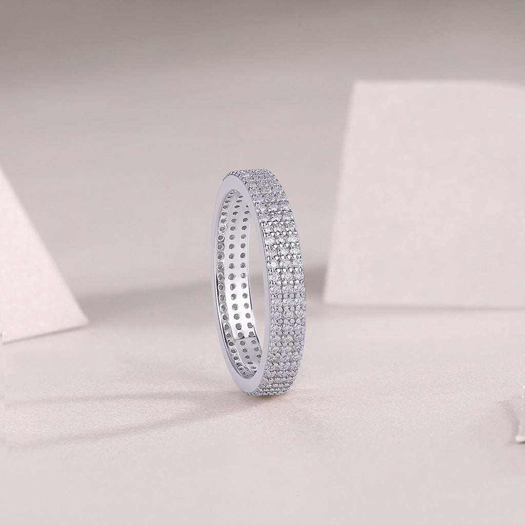 Moonspell Moissanite Eternity Band Ring in Sterling Silver