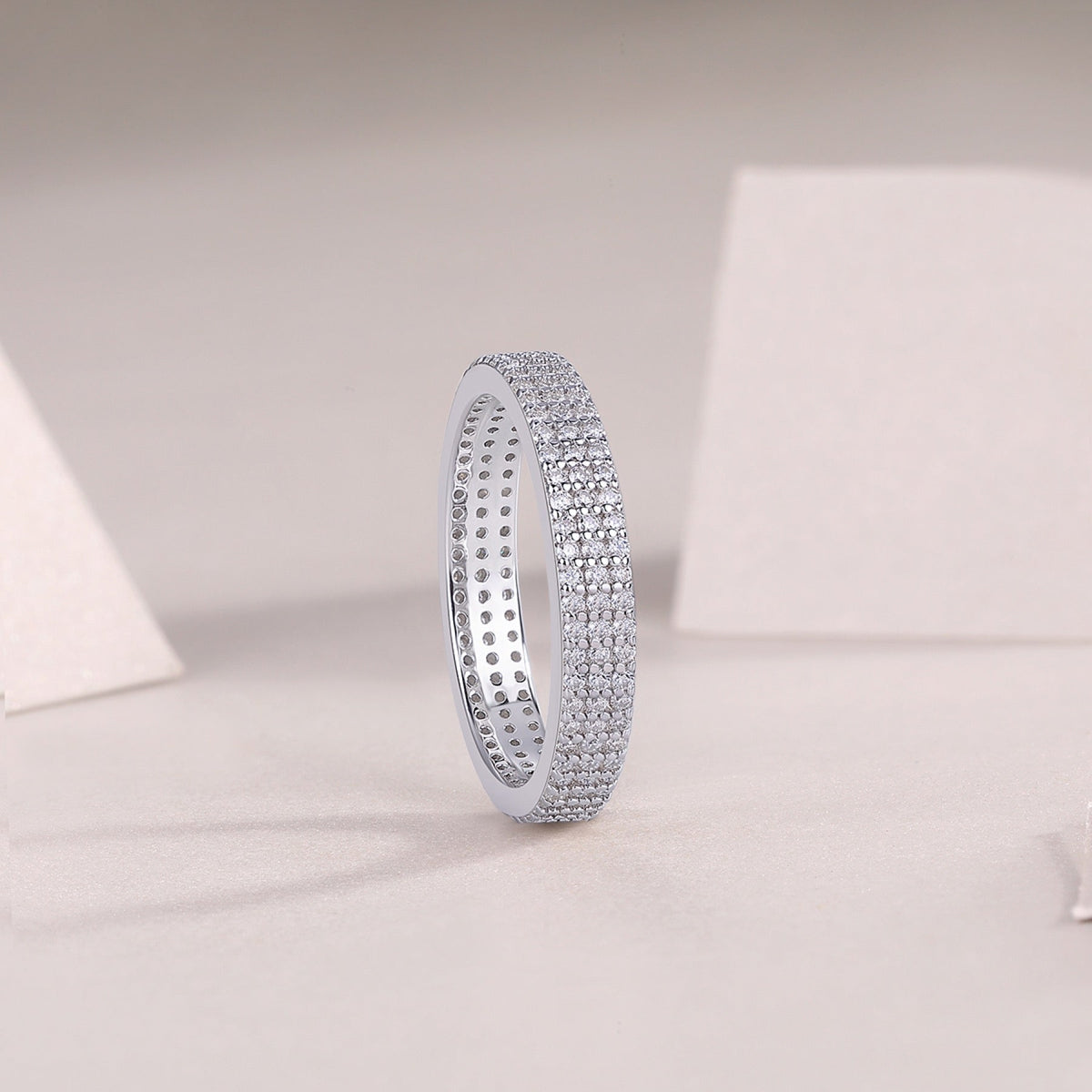 Moonspell Moissanite Eternity Band Ring in Sterling Silver