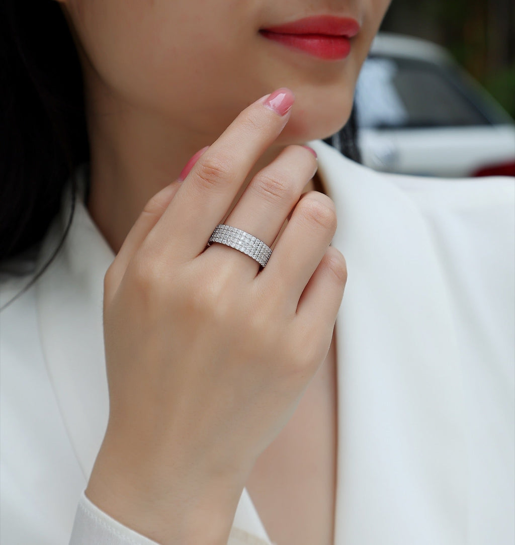 Starbloom Moissanite Eternity Band Ring in Sterling Silver