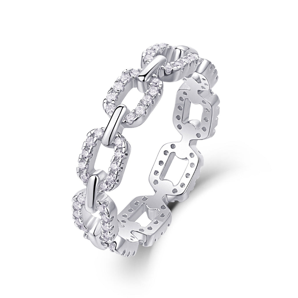 Chainlove Moissanite Band Ring in Sterling Silver