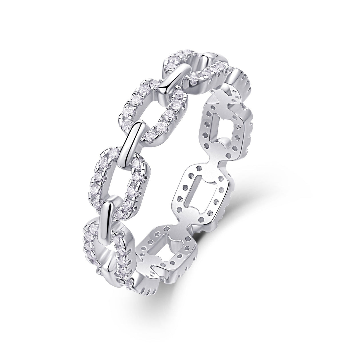 Chainlove Moissanite Band Ring in Sterling Silver