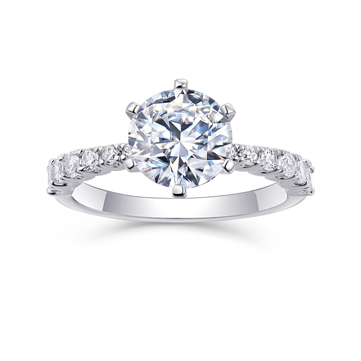 Fortuna 2 Carat Moissanite Solitaire Ring in Sterling Silver