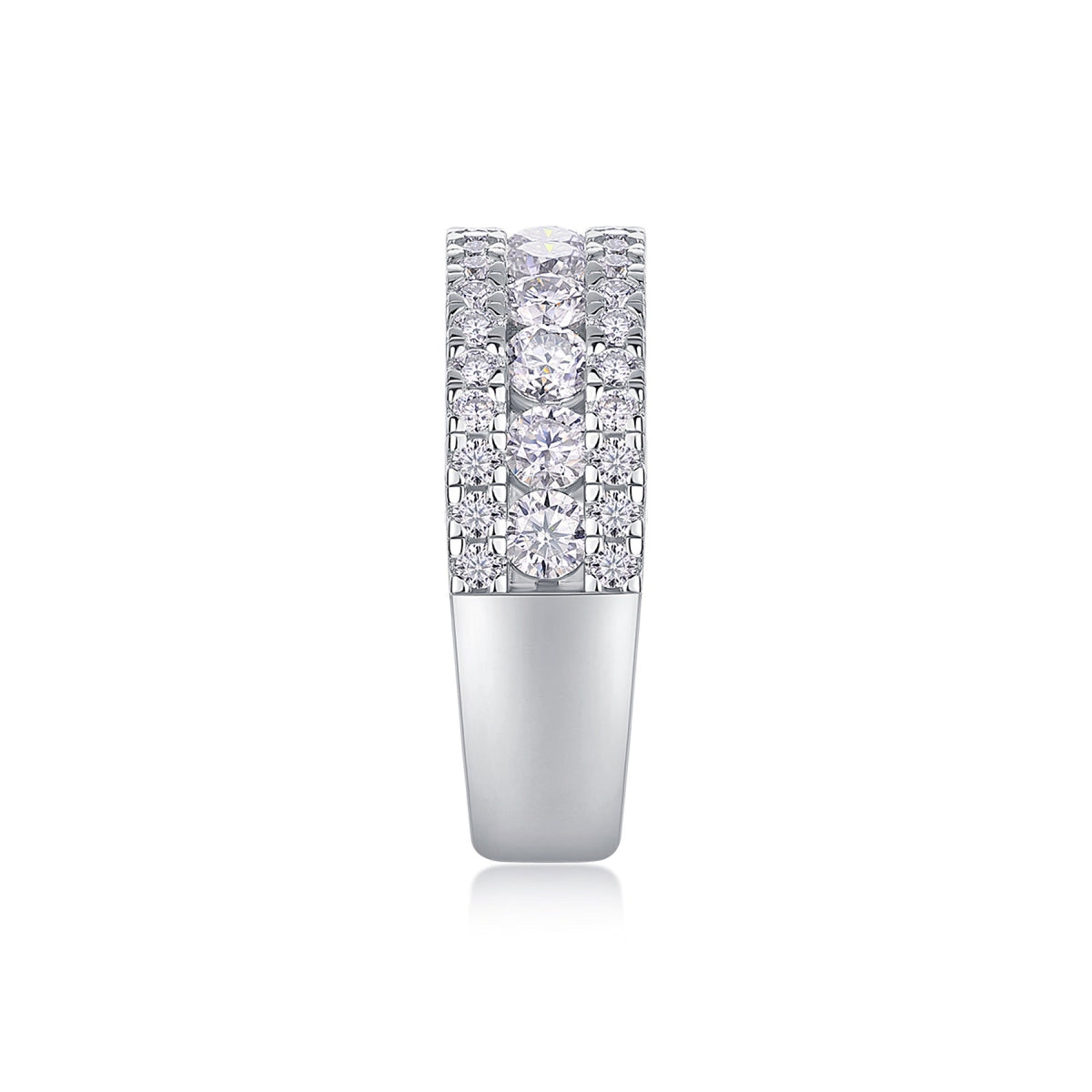 Triband Moissanite Band Ring in Sterling Silver