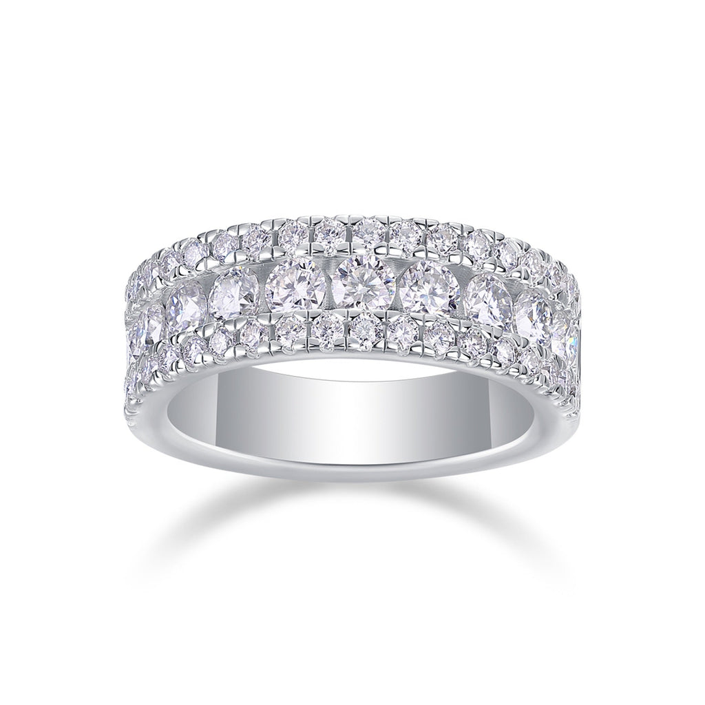 Triband Moissanite Band Ring in Sterling Silver
