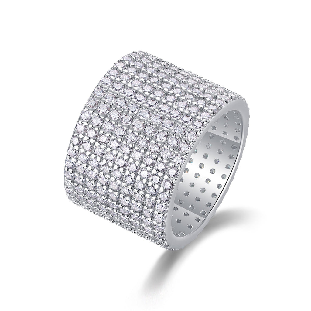 Luminous Moissanite Eternity Band Ring in Sterling Silver