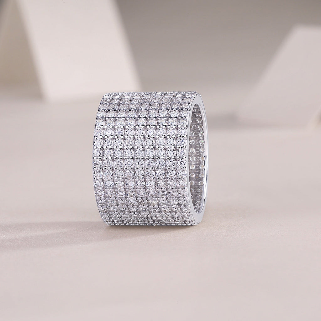 Luminous Moissanite Eternity Band Ring in Sterling Silver