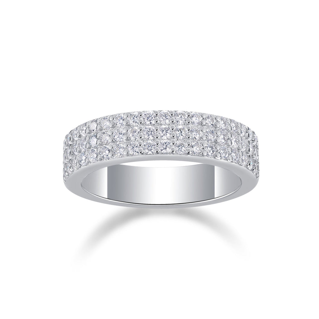 Duplex Moissanite Band Ring in Sterling Silver