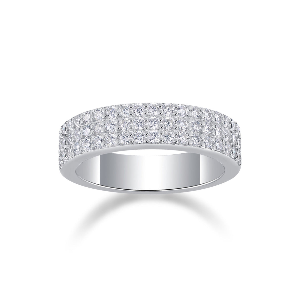 Duplex Moissanite Band Ring in Sterling Silver