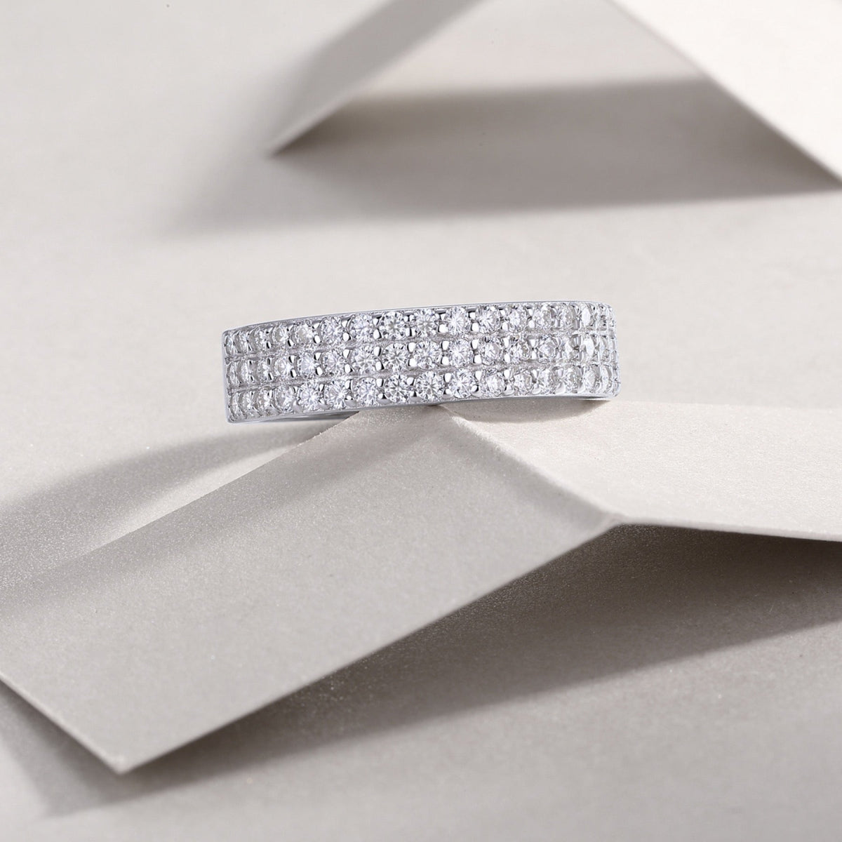 Duplex Moissanite Band Ring in Sterling Silver