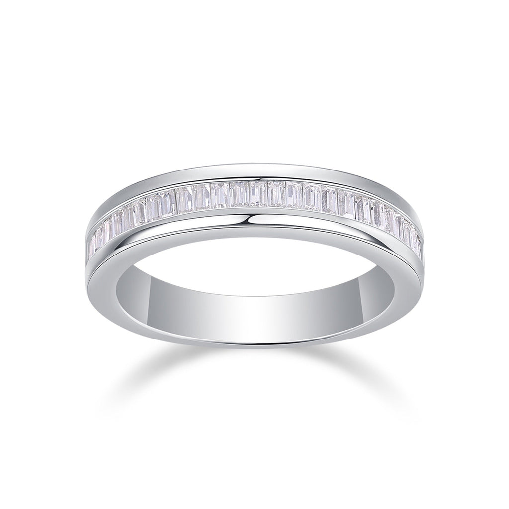 Layered Moissanite Eternity Band Ring in Sterling Silver