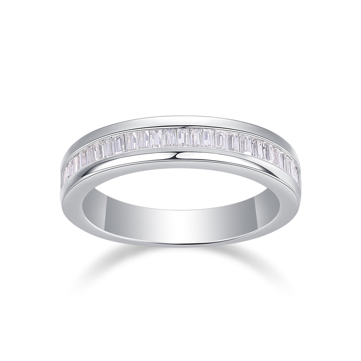 Layered Moissanite Eternity Band Ring in Sterling Silver