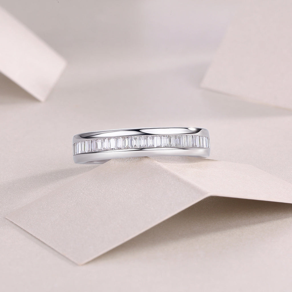 Layered Moissanite Eternity Band Ring in Sterling Silver