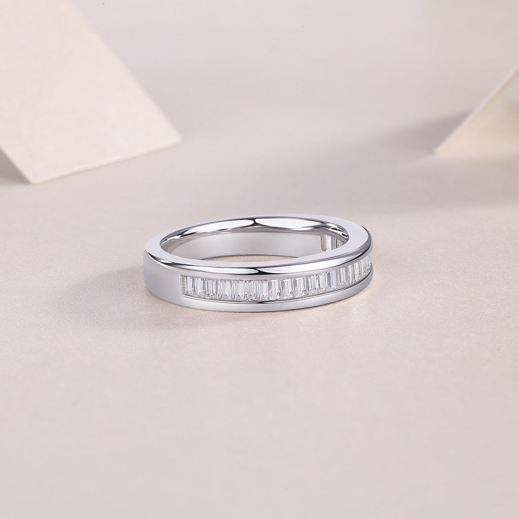 Layered Moissanite Eternity Band Ring in Sterling Silver