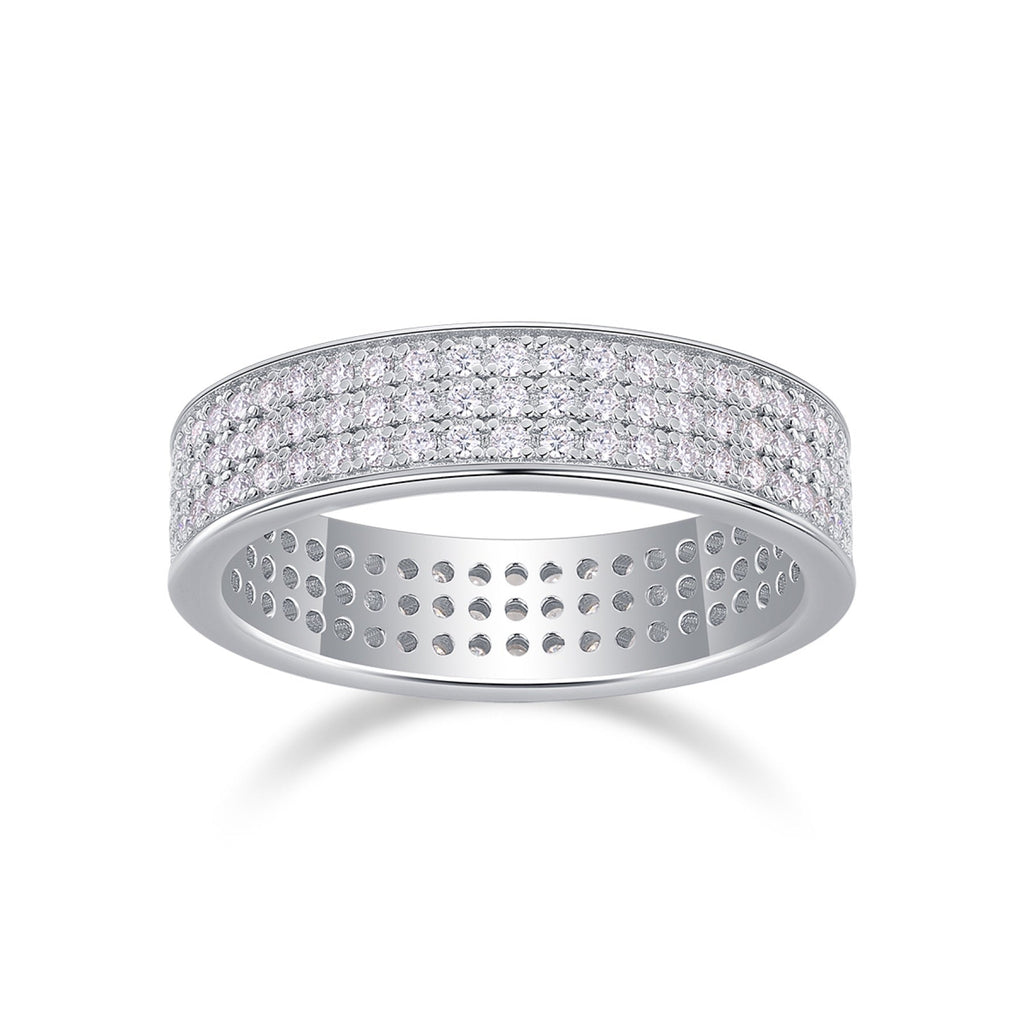 Starshine Moissanite Eternity Band Ring in Sterling Silver