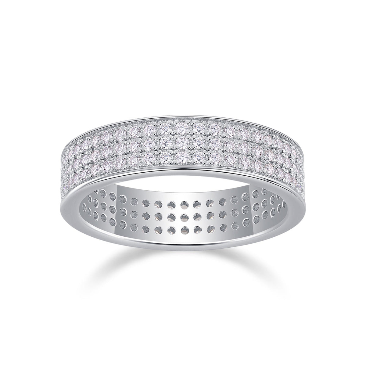 Starshine Moissanite Eternity Band Ring in Sterling Silver