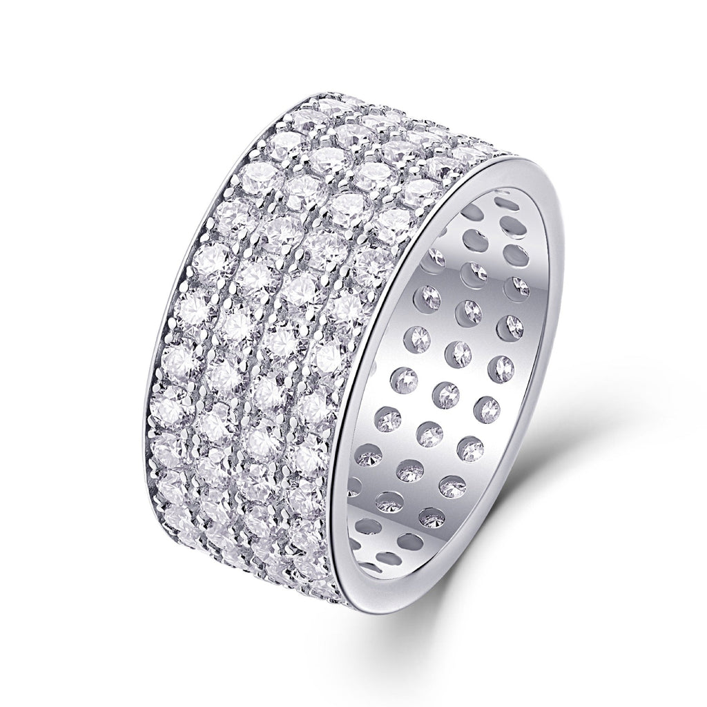 Trilume Moissanite Eternity Band Ring in Sterling Silver