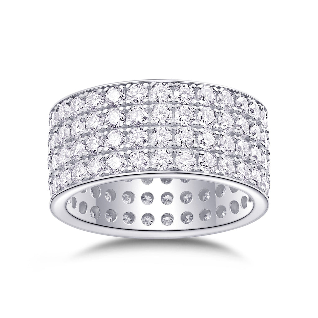 Trilume Moissanite Eternity Band Ring in Sterling Silver