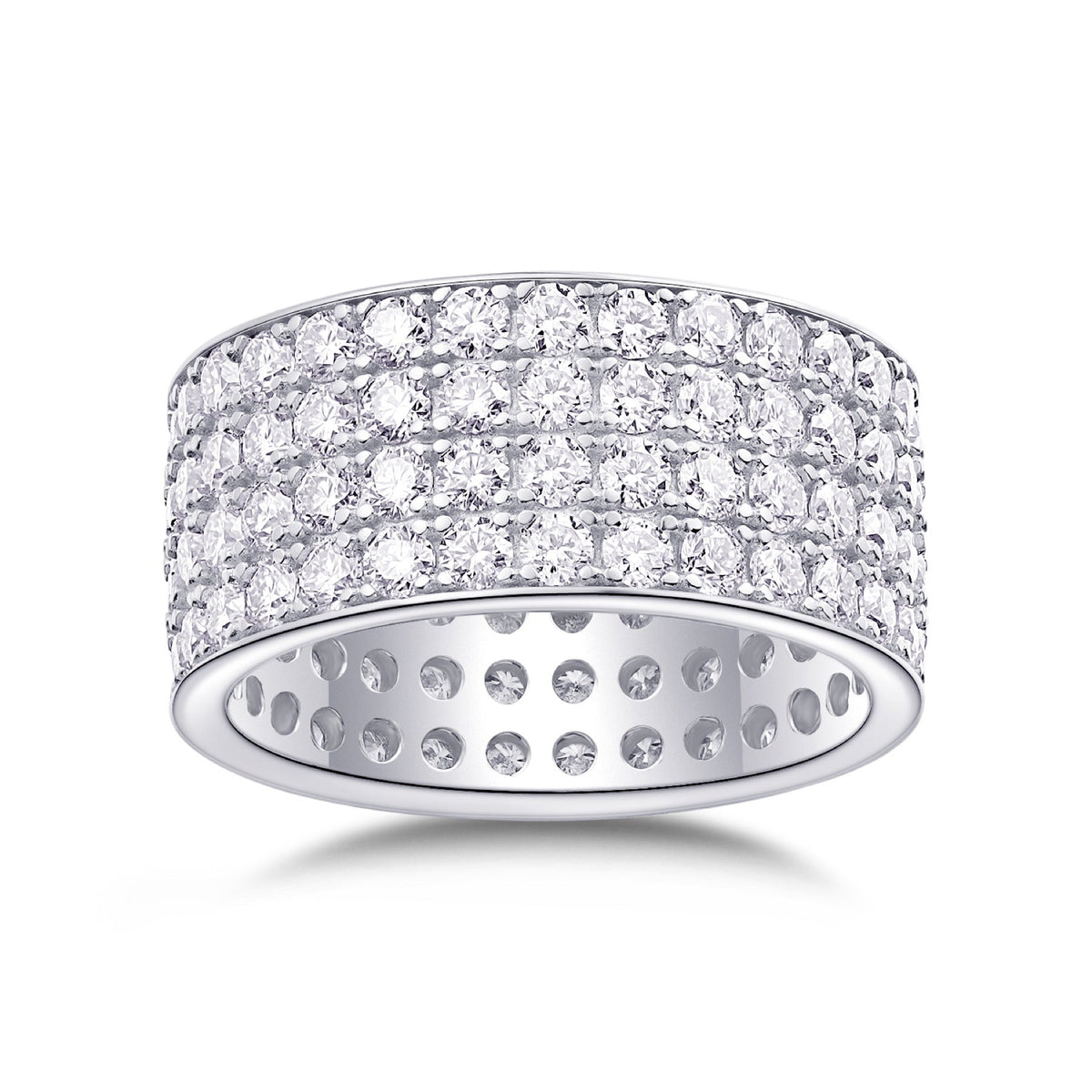 Trilume Moissanite Eternity Band Ring in Sterling Silver