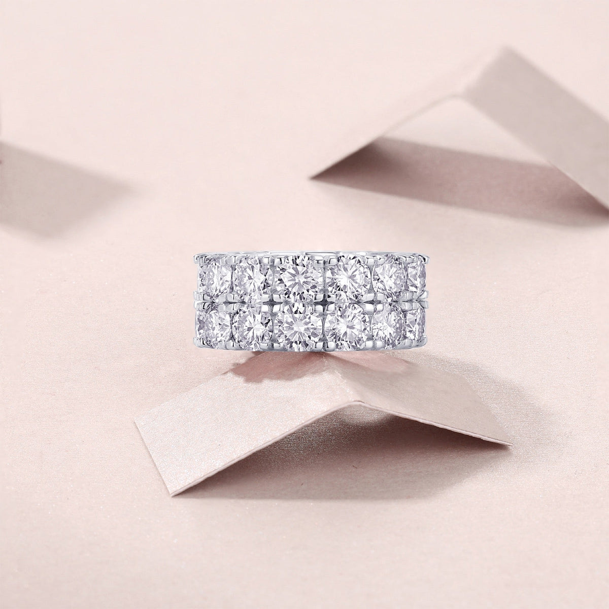 Vogue Moissanite Eternity Band Ring in Sterling Silver