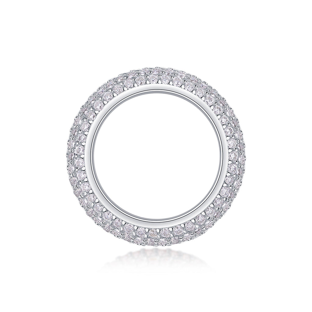 Halo Band Moissanite Eternity Band Ring in Sterling Silver
