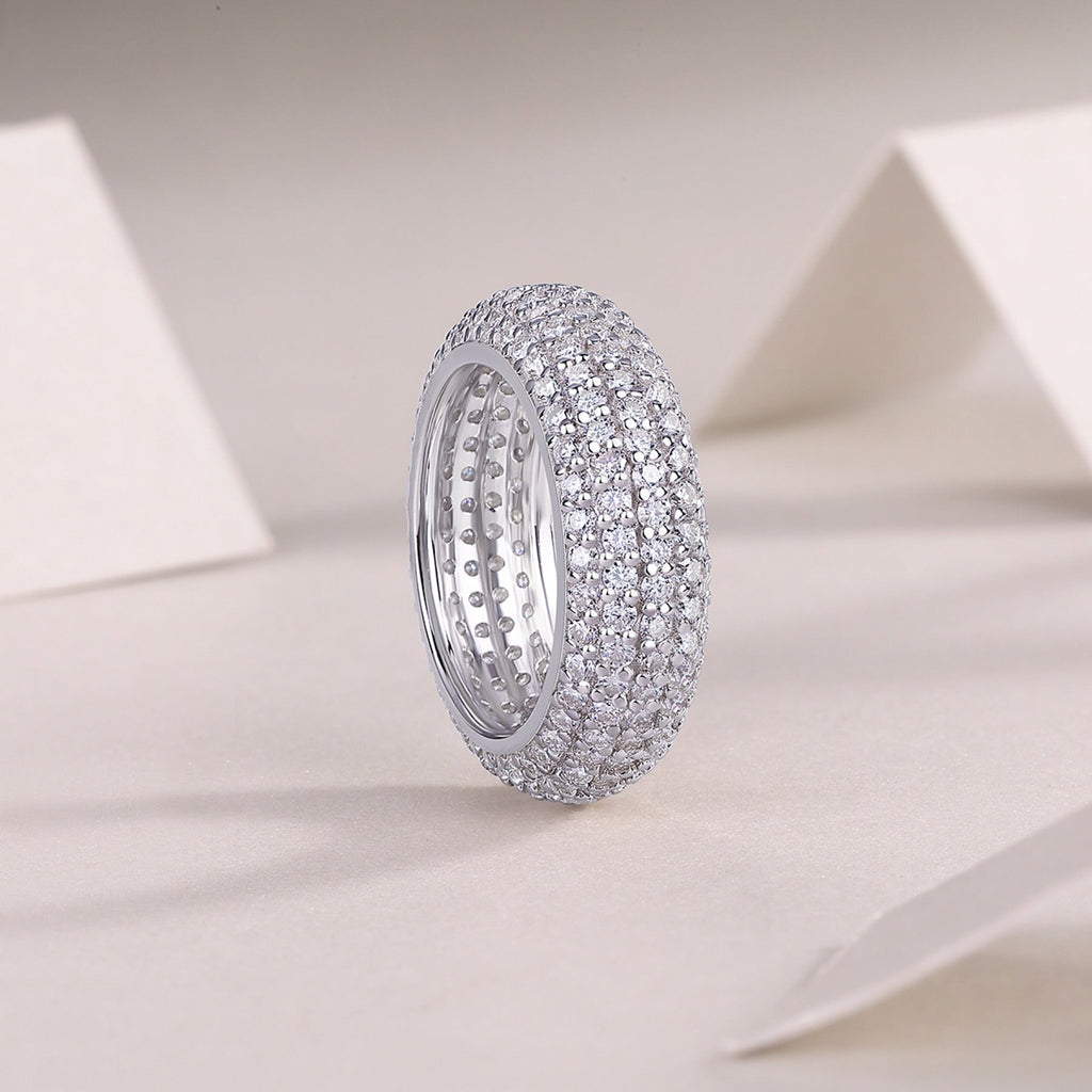 Halo Band Moissanite Eternity Band Ring in Sterling Silver