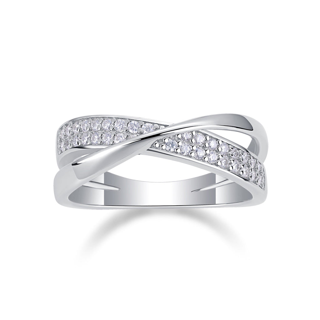 Weave Moissanite Band Ring in Sterling Silver