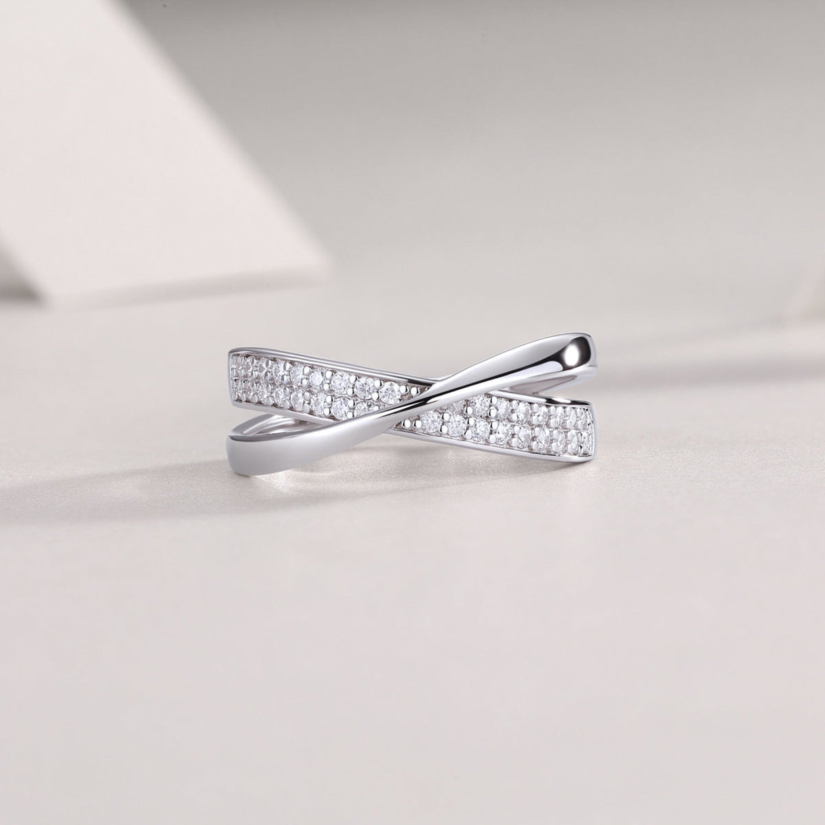 Weave Moissanite Band Ring in Sterling Silver