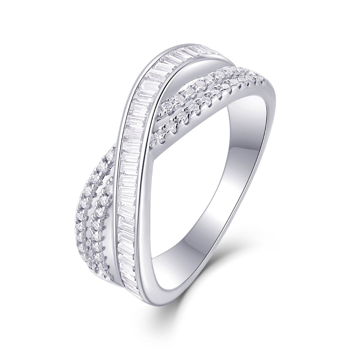 Confluence Moissanite Band Ring in Sterling Silver