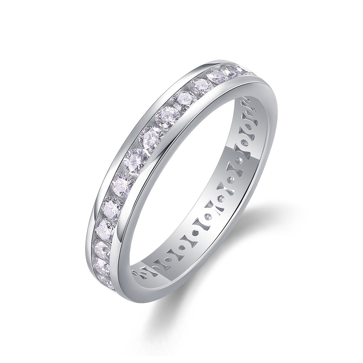 Circuit Moissanite Eternity Band Ring in Sterling Silver
