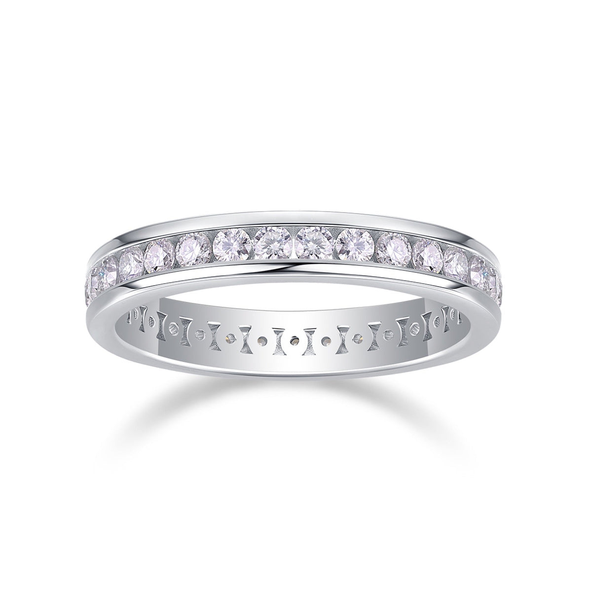 Circuit Moissanite Eternity Band Ring in Sterling Silver