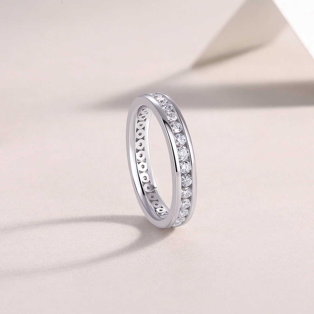 Circuit Moissanite Eternity Band Ring in Sterling Silver