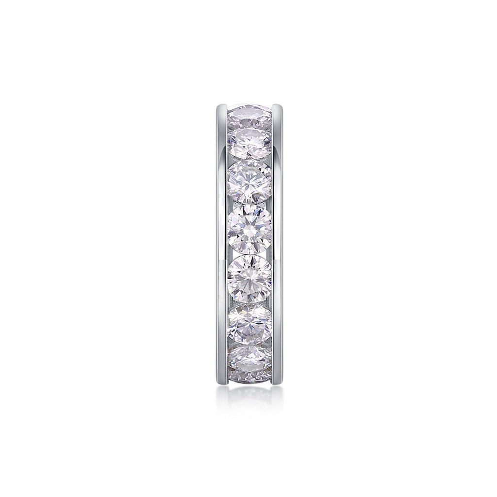 Channel Moissanite Eternity Band Ring in Sterling Silver