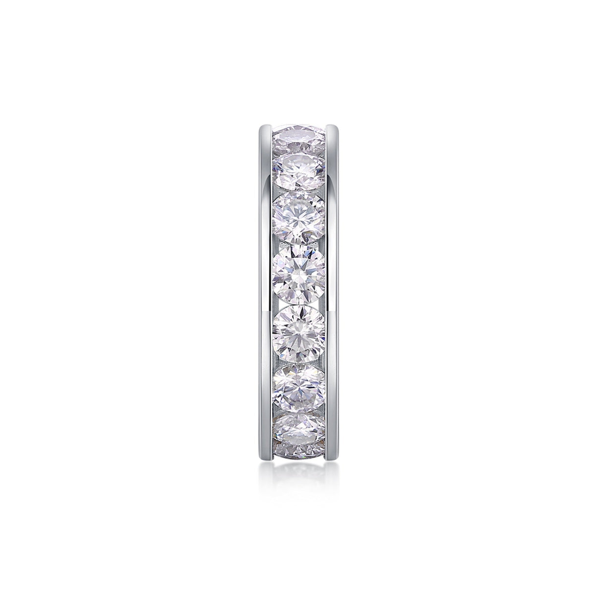 Channel Moissanite Eternity Band Ring in Sterling Silver