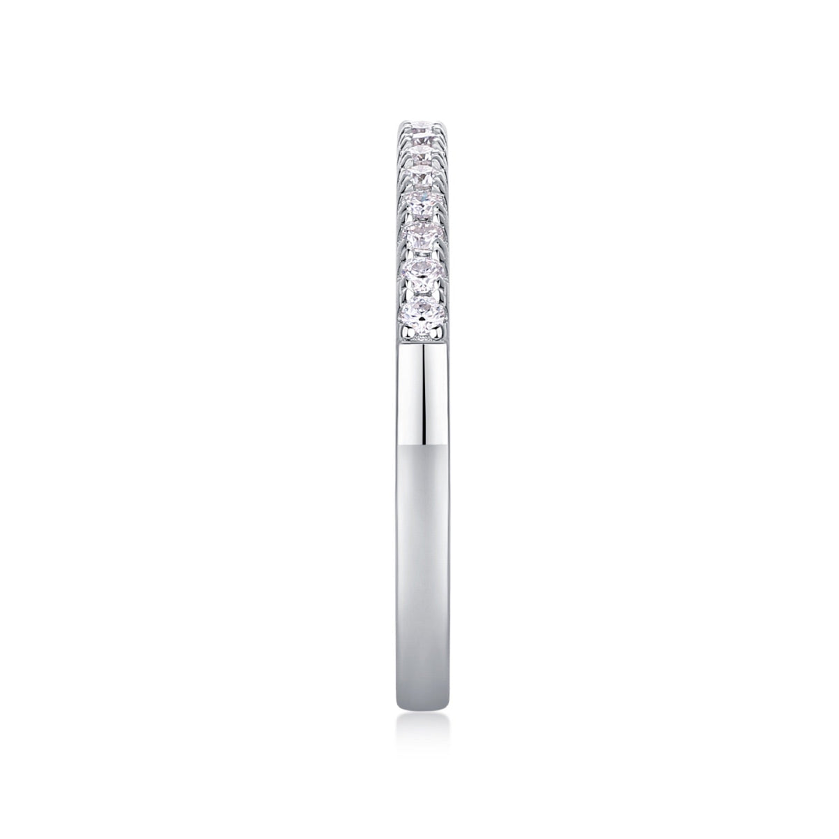 Cradle Moissanite Band Ring in Sterling Silver