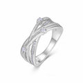 Crosslet Moissanite Band Ring in Sterling Silver