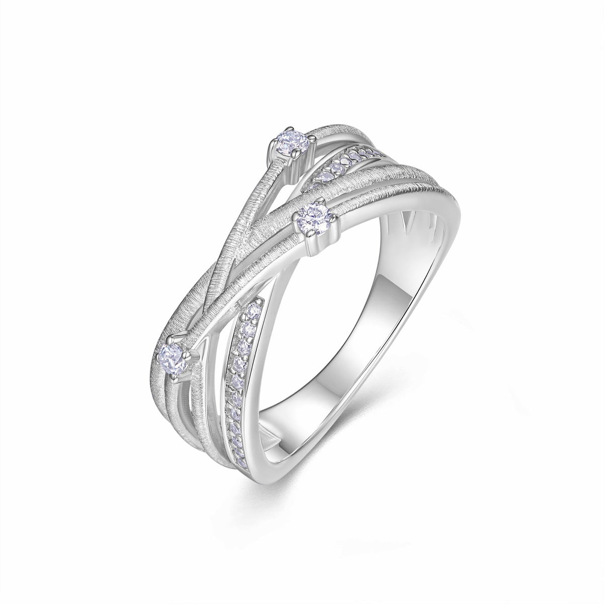 Crosslet Moissanite Band Ring in Sterling Silver