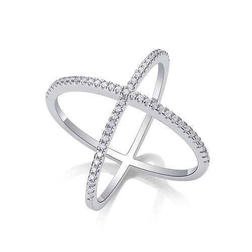 Axis Moissanite Band Ring in Sterling Silver