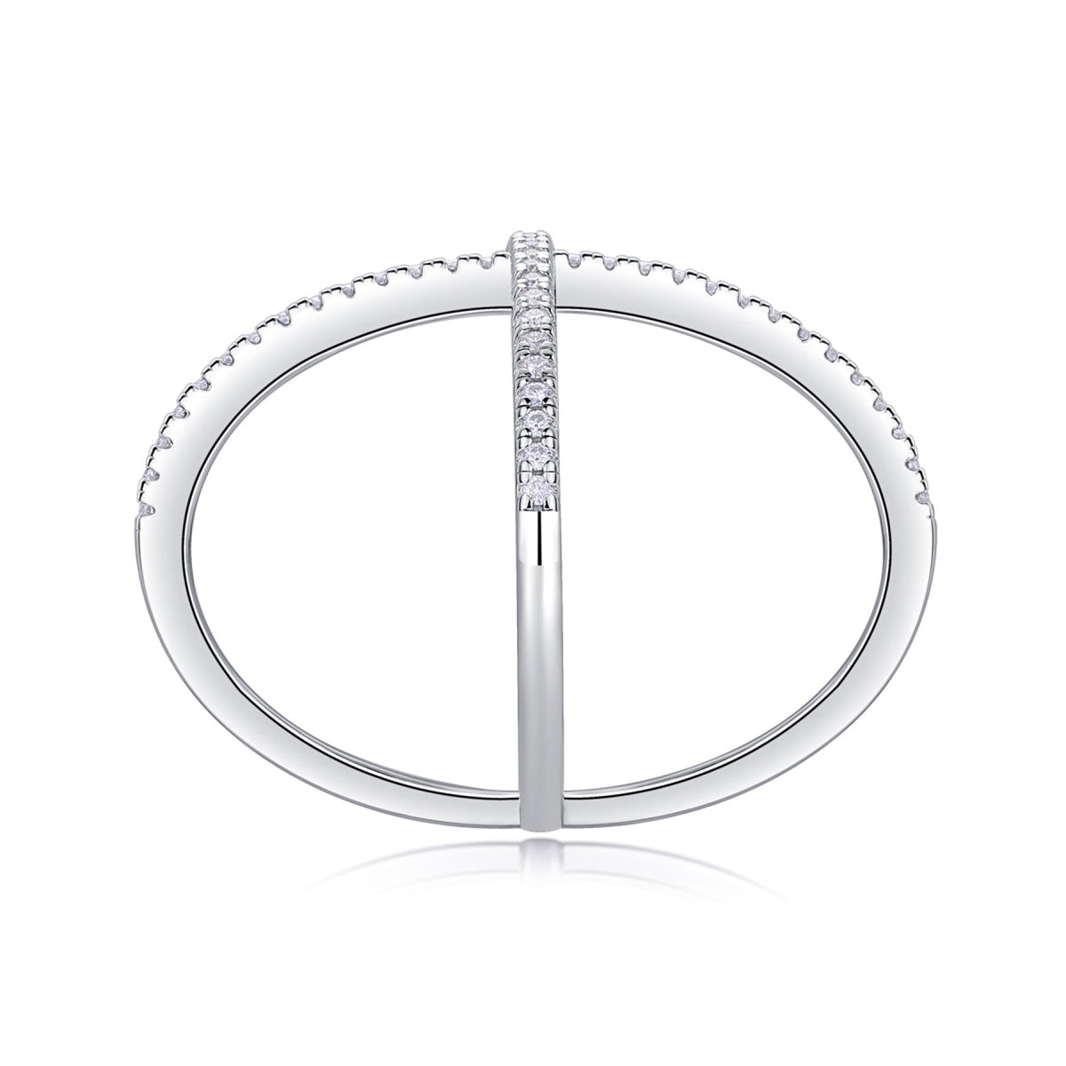 Axis Moissanite Band Ring in Sterling Silver