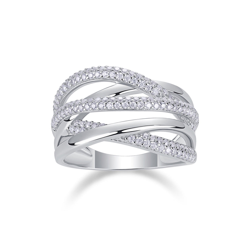 Interwoven Moissanite Band Ring in Sterling Silver