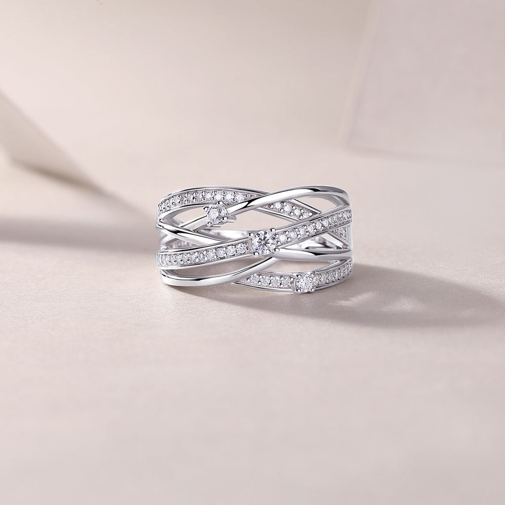 Radiate Moissanite Band Ring in Sterling Silver