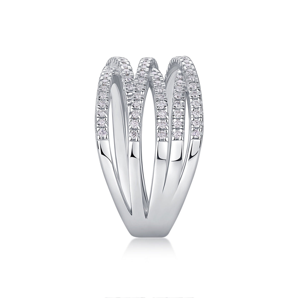 Social Moissanite Band Ring in Sterling Silver