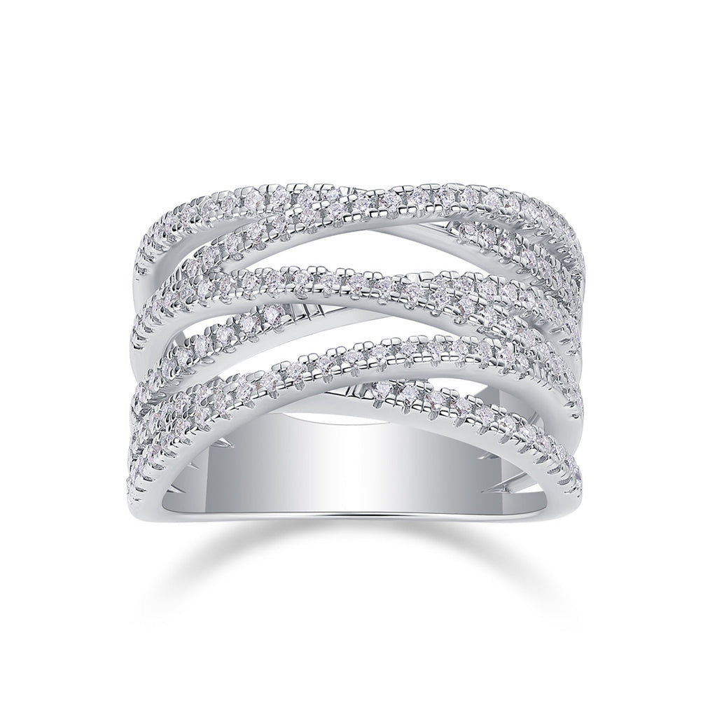 Social Moissanite Band Ring in Sterling Silver