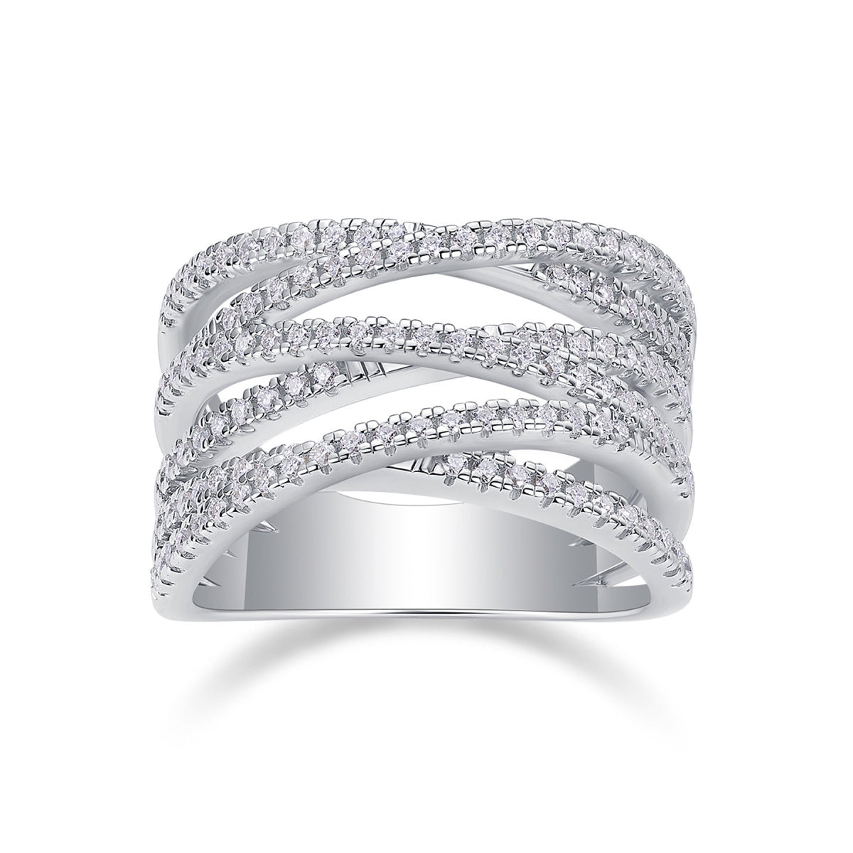 Social Moissanite Band Ring in Sterling Silver