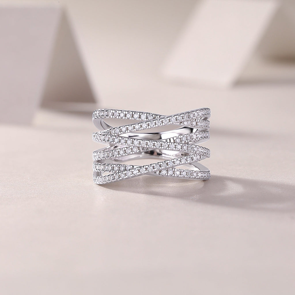 Social Moissanite Band Ring in Sterling Silver
