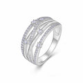 Split Moissanite Band Ring in Sterling Silver