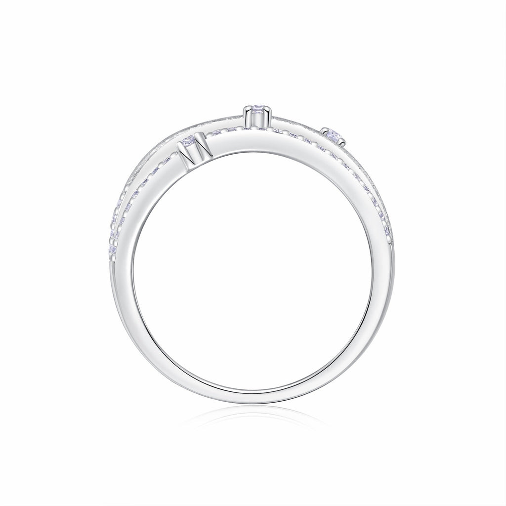 Split Moissanite Band Ring in Sterling Silver