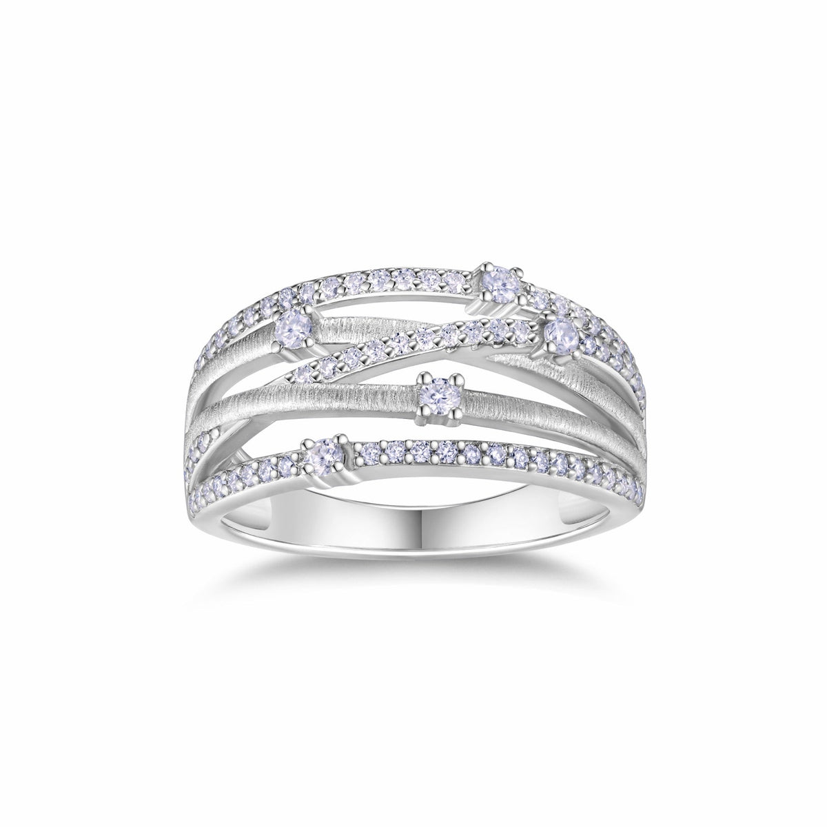 Split Moissanite Band Ring in Sterling Silver