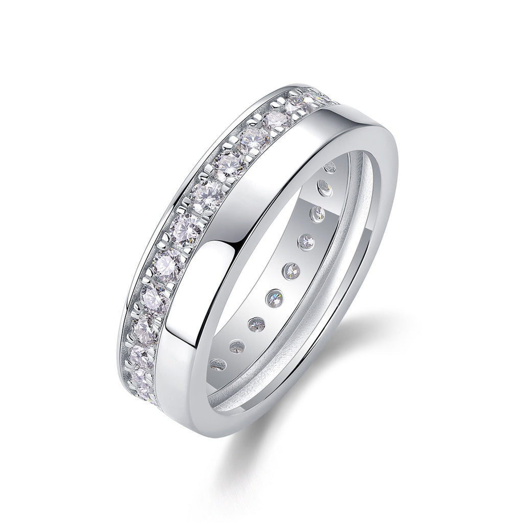 Rhomb Moissanite Eternity Band Ring in Sterling Silver